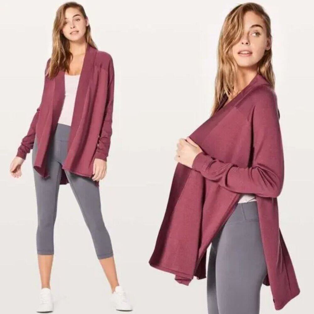 Lululemon Blissful Zen Open Front Dusty Pink Cardigan Sweater No Size So Merlot